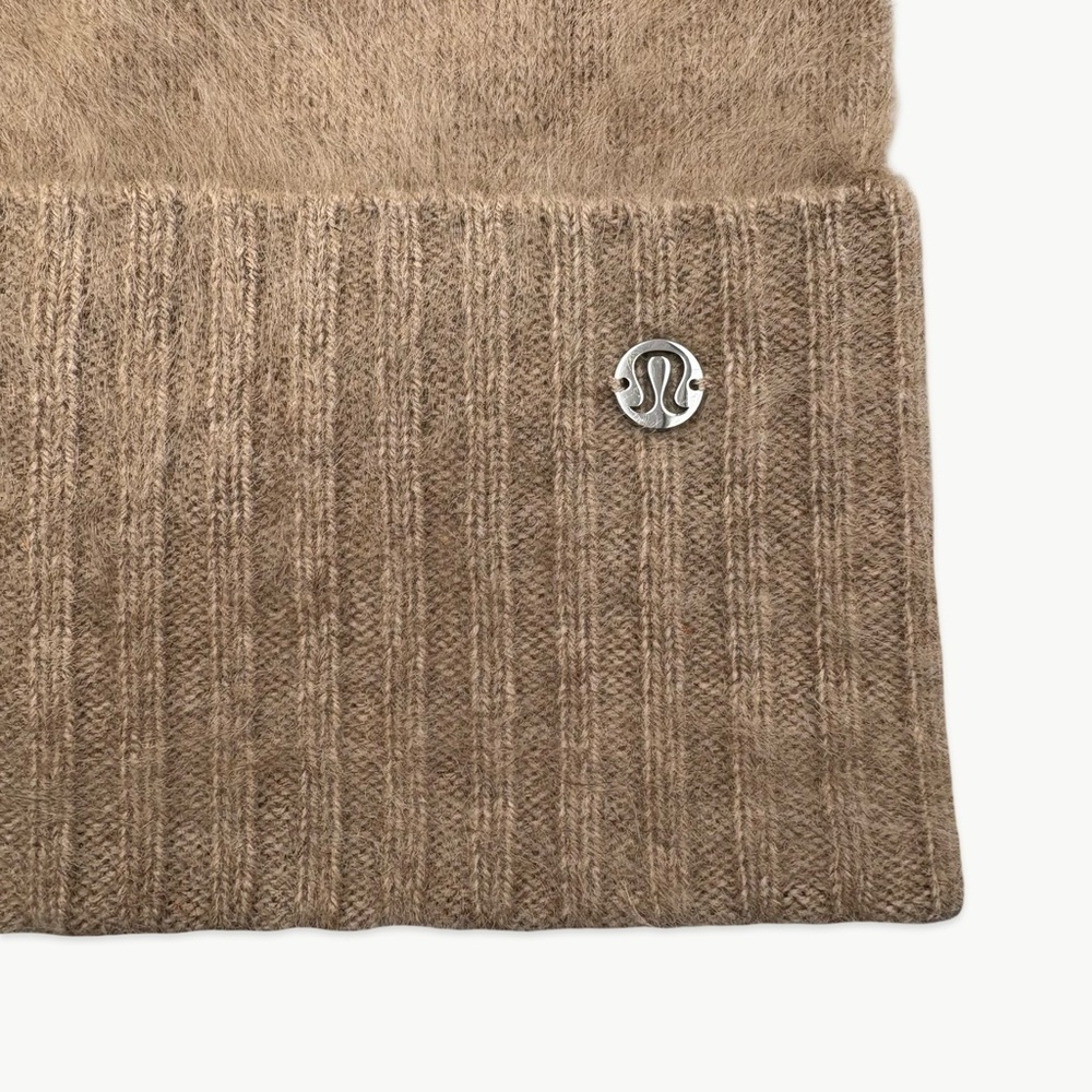 Lululemon 100% Cashmere Fuzzy Beanie OS Heathered Nutmeg Cozy Minimal NWT - Picture 8 of 10